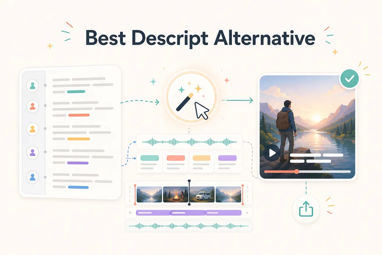 Editly prompt editing versus Descript transcript timeline