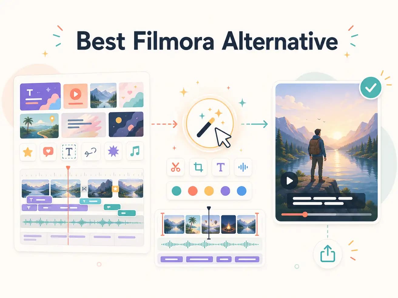 Editly prompt-based editor versus Filmora timeline interface