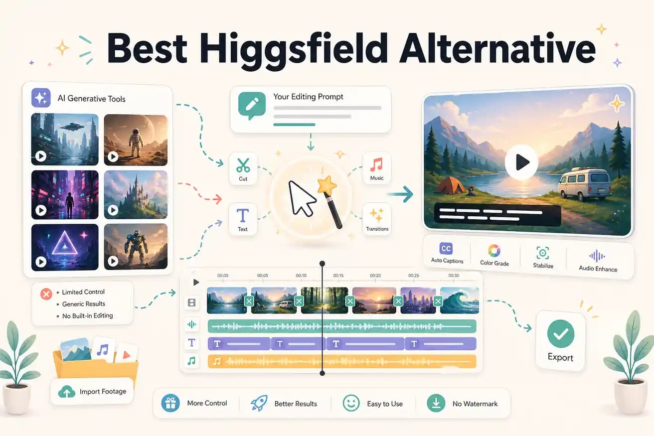 Editly footage editing versus Higgsfield AI video generation