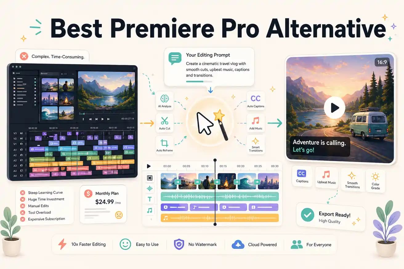 Editly AI editor versus Adobe Premiere Pro timeline