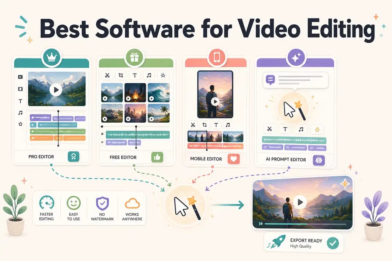 Best software for video editing 2026 — Editly AI comparison