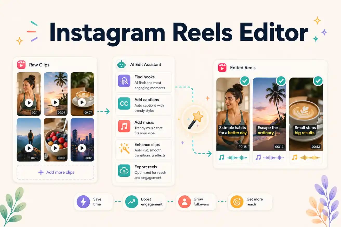 Instagram Reels editor — Editly AI creates vertical Reels from footage