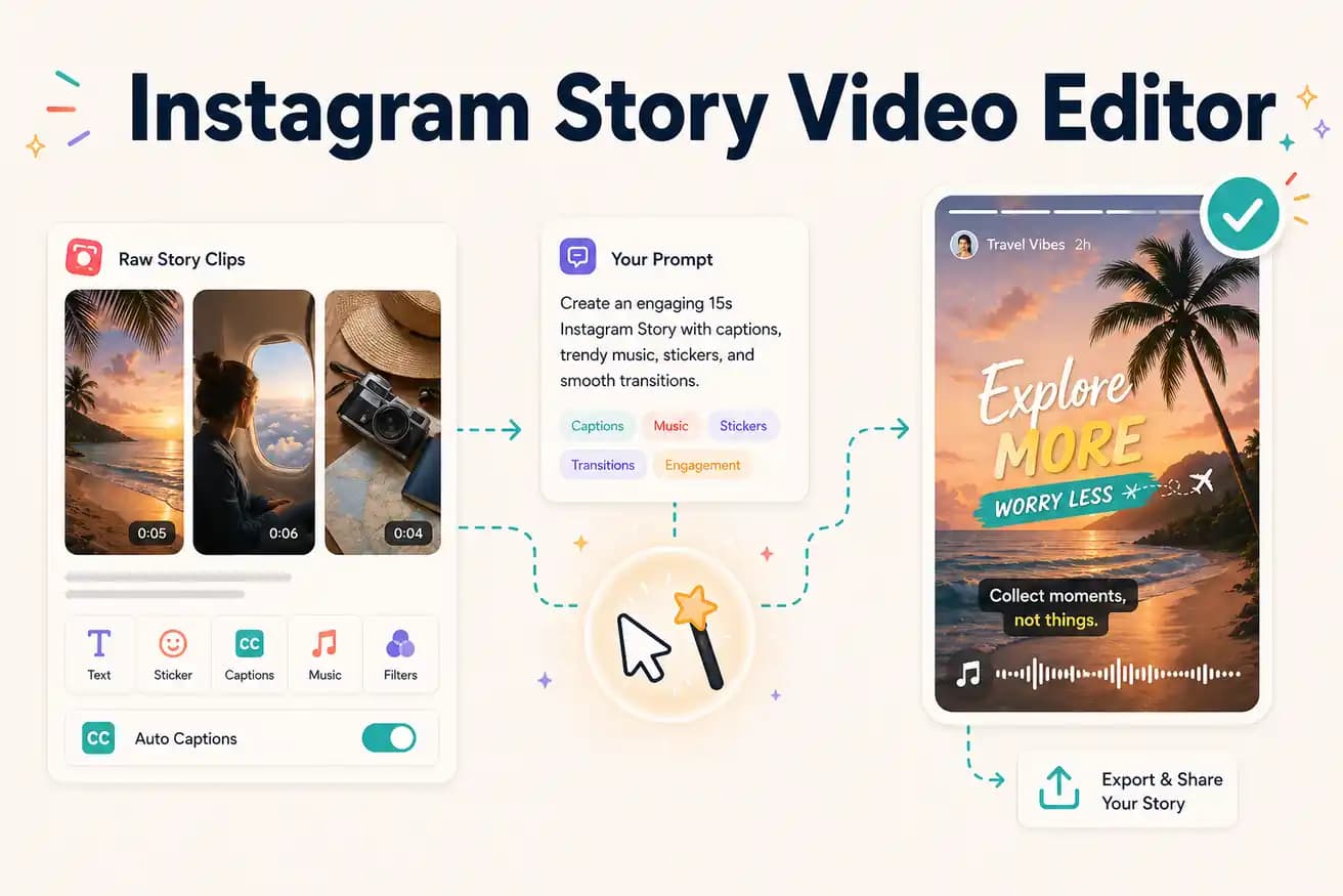 Instagram Story video editor — Editly AI creates Stories from footage