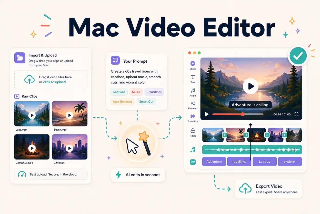 Mac video editor comparison — iMovie to Final Cut Pro to Editly AI