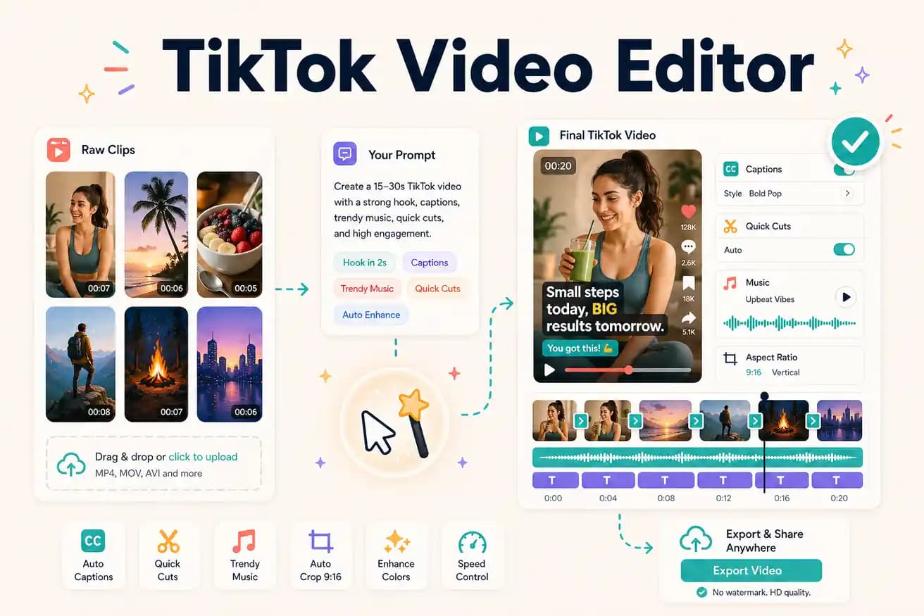 TikTok video editor — Editly AI prompt for vertical clips