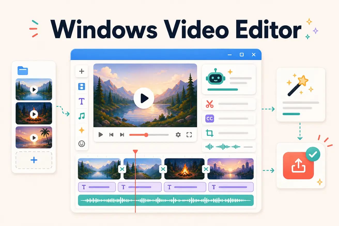Windows video editor options — Clipchamp to DaVinci to Editly AI